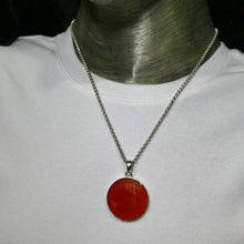 Load image into Gallery viewer, Carnelian Pendant | Large Round Cabochon | Checkerboard cut | 925 Sterling Silver | Good Colour &amp; translucency | Crystal Heart Melbourne Australia est 1986 |