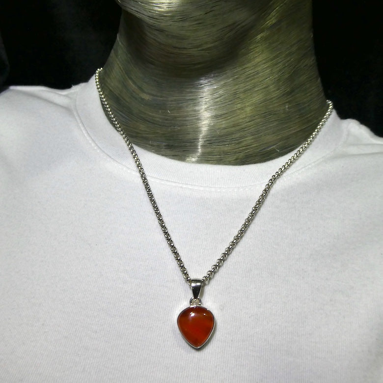 Carnelian Pendant | Small Heart Teardop | 925 Sterling Silver | Good Colour & translucency | Crystal Heart Melbourne Australia est 1986 |
