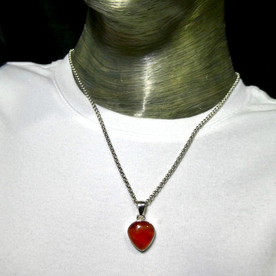 Carnelian Agate Pendant | Heart Cabochon | light banding | 925 Sterling Silver | Good Colour & translucency | Crystal Heart Melbourne Australia est 1986 |