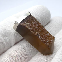 Load image into Gallery viewer, Carnelian Agate Pendant |Single Point | Druzy Quartz | Light Banding | Silver Plate | Good Color | Genuine Gems from Crystal Heart Melbourne Australia est 1986 
