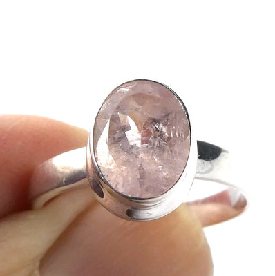 Morganite Ring | Faceted Oval | 925 Sterling Silver | Pink Beryl | US Size 6.5 | AUS M1/2 | Divine Love | Libra Stone | Crystal Heart Melbourne est 1986
