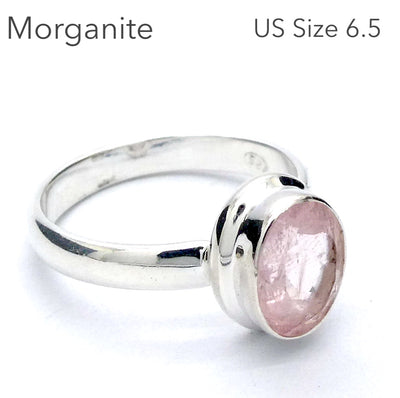 Morganite Ring | Faceted Oval | 925 Sterling Silver | Pink Beryl | US Size 6.5 | AUS M1/2 | Divine Love | Libra Stone | Crystal Heart Melbourne est 1986
