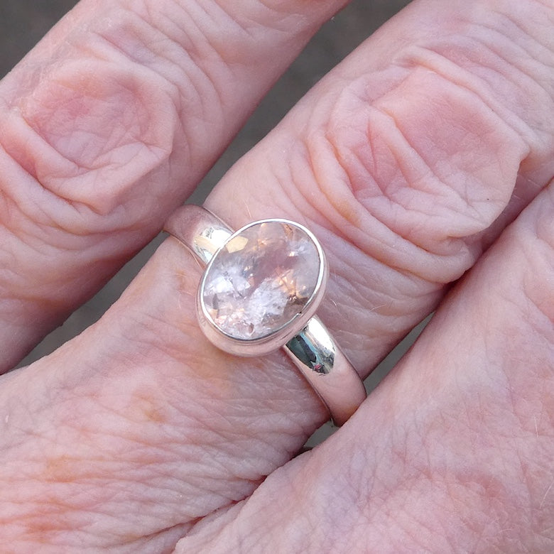 Morganite Ring | Faceted Oval | 925 Sterling Silver | Pink Beryl | US Size 8.5 | AUS Q1/2 | Divine Love | Libra Stone | Crystal Heart Melbourne est 1986