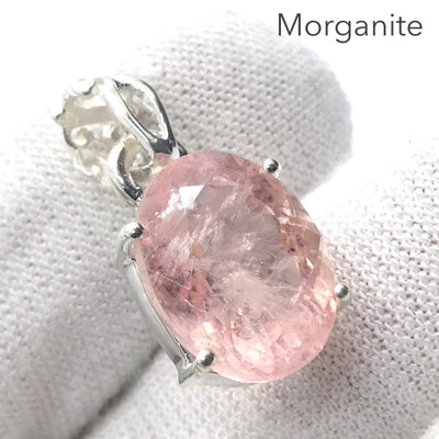 Morganite Pendant  | Faceted Oval | 925 Sterling Silver | Pink Beryl | Divine Love | Libra Stone | Crystal Heart Melbourne est 1986