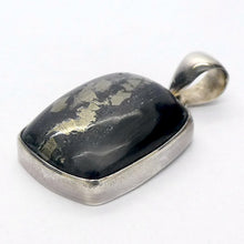 Load image into Gallery viewer, Golden Pyrites in Black Basalt Pendant | 925 Sterling Silver Setting | Heart Shield Protect | Prosperity | Practical Intuition | Crystal Heart Melbourne est 1986
