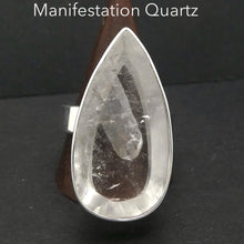 Load image into Gallery viewer, Manifestation Quartz Ring | Deep Teardrop | 925 Silver | US Size 9.5 | AUS S1/2 | nice enclosed point | Genuine Gems from Crystal Heart Australia since 1986