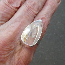 Load image into Gallery viewer, Manifestation Quartz Ring | Deep Teardrop | 925 Silver | US Size 9.5 | AUS S1/2 | nice enclosed point | Genuine Gems from Crystal Heart Australia since 1986