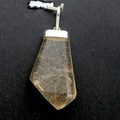 Rutilated Quartz Pendant | Angels Hair | Polished Freeform | 925 Sterling Silver | Crown | New Directions | Genuine Gems from Crystal Heart Australia since 1986