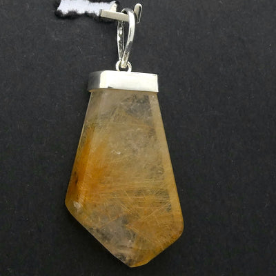 Rutilated Quartz Pendant | Angels Hair | Polished Freeform | 925 Sterling Silver | Crown | New Directions | Genuine Gems from Crystal Heart Australia since 1986