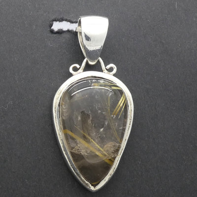 Rutilated Quartz Pendant | Bright Gold Rutile | Smoky Quartz | 925 Sterling Silver | Crown Chakra | New Directions | Prosperity | Crystal Heart Australia est 1986