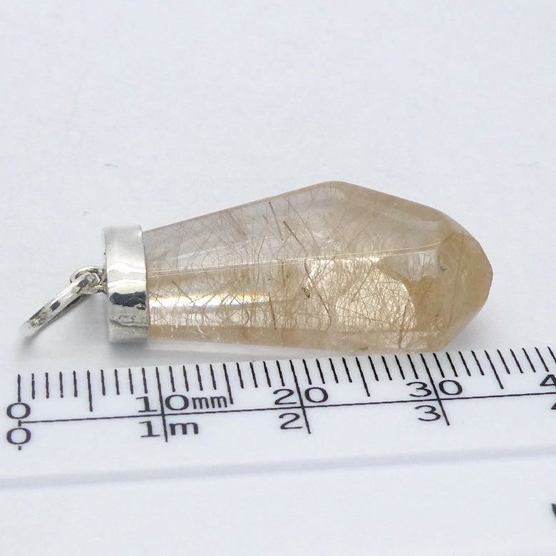 Rutilated Quartz Pendant | Angels Hair | Polished Freeform | 925 Sterling Silver | Crown | New Directions | Genuine Gems from Crystal Heart Australia since 1986
