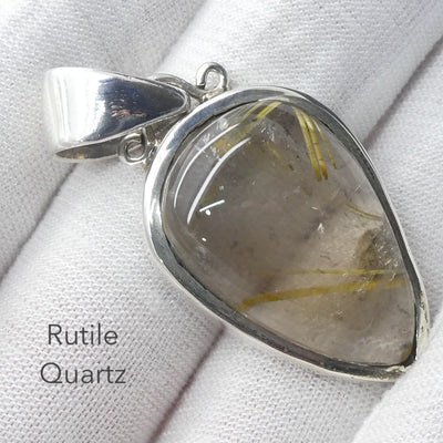 Rutilated Quartz Pendant | Bright Gold Rutile | Smoky Quartz | 925 Sterling Silver | Crown Chakra | New Directions | Prosperity | Crystal Heart Australia est 1986