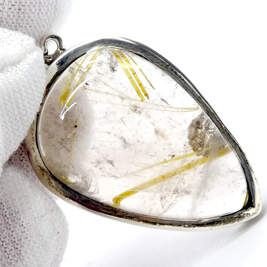 Rutilated Quartz Pendant | Bright Gold Rutile | Smoky Quartz | 925 Sterling Silver | Crown Chakra | New Directions | Prosperity | Crystal Heart Australia est 1986