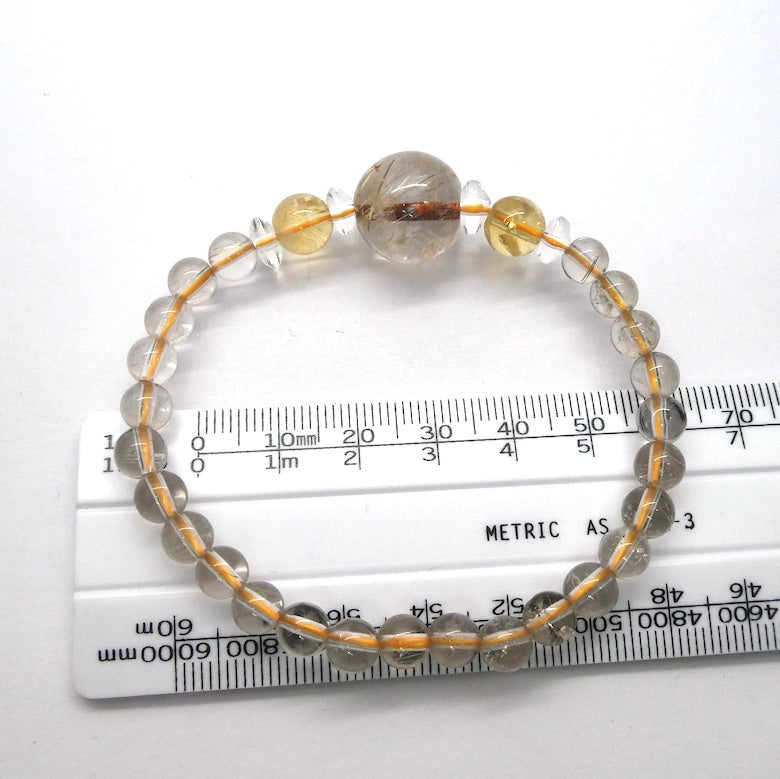 Stretch Bracelet | Rutilated Centre with Clear Quartz and Citrine | Crown Chakra | New Directions | Prosperity | Crystal Heart Australia est 1986