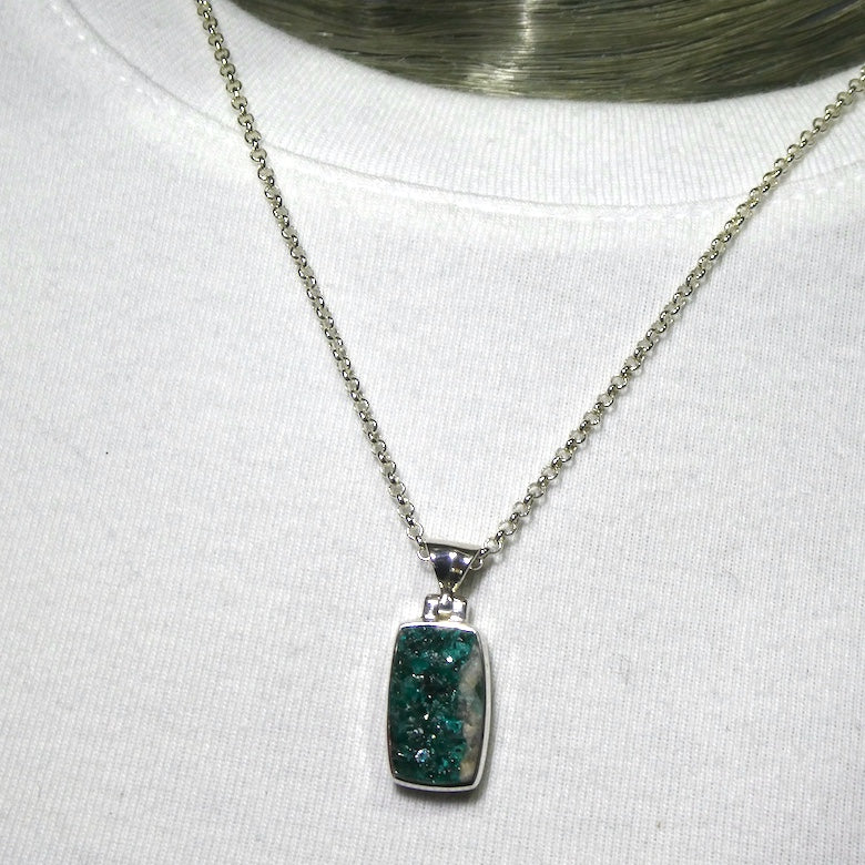 Natural Dioptase Pendant | Druzy Oblong | 925 Sterling Silver  | Joyful Heart | Scorpio | Saggittarius | Virgo | Crystal Heart Melbourne Australia since 1986