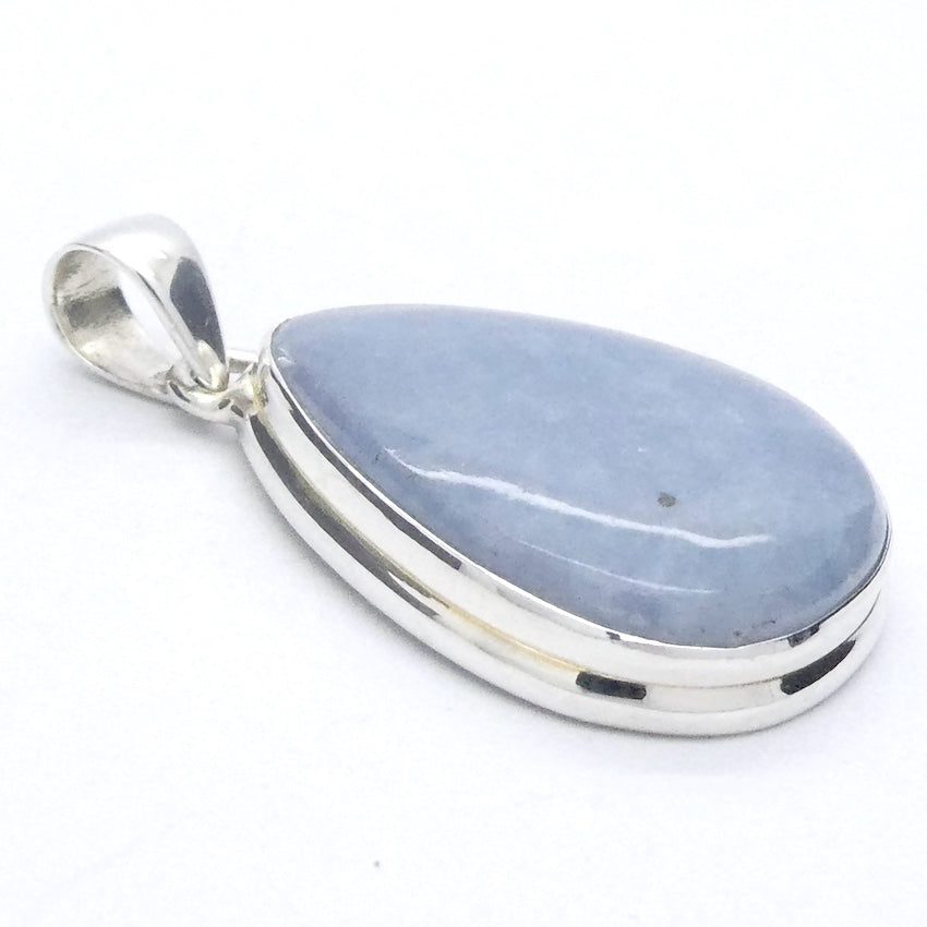 Angelite Pendant | Cabochon Teardrop | 925 Sterling Silver | Light Blue Stone | Peaceful and Soothing | Wholesomeness and Contentment | Allowing Deep Healing and Intuitive or Angelic connection | Genuine gems from Crystal Heart Melbourne Australia since 1986
