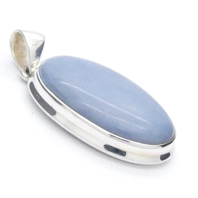 Angelite Pendant | Cabochon Oval | 925 Sterling Silver | Light Blue Stone | Peaceful and Soothing | Wholesomeness and Contentment | Allowing Deep Healing and Intuitive or Angelic connection | Genuine gems from Crystal Heart Melbourne Australia since 1986
