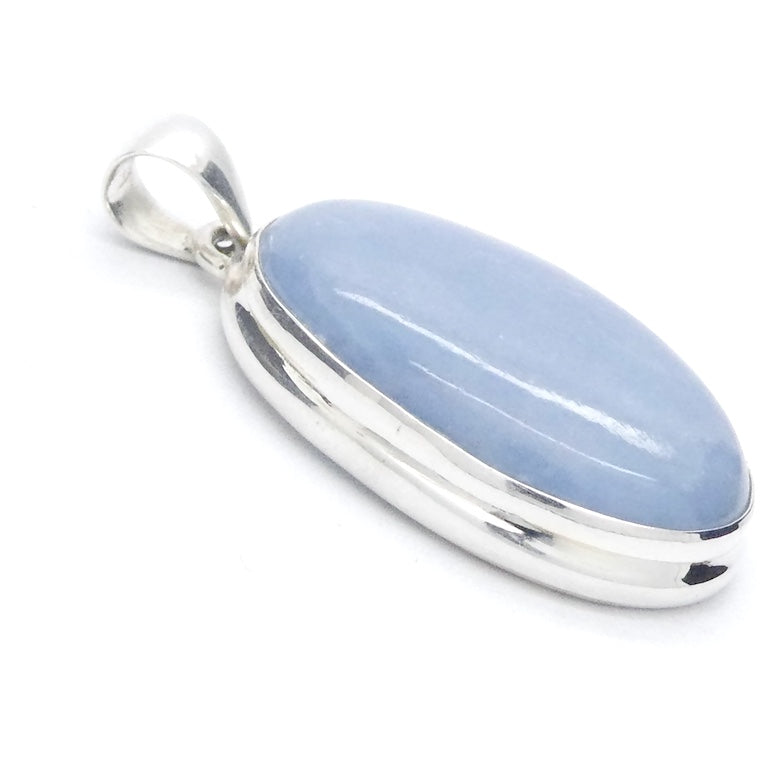 Angelite Pendant | Cabochon Oval | 925 Sterling Silver | Light Blue Stone | Peaceful and Soothing | Wholesomeness and Contentment | Allowing Deep Healing and Intuitive or Angelic connection | Genuine gems from Crystal Heart Melbourne Australia since 1986
