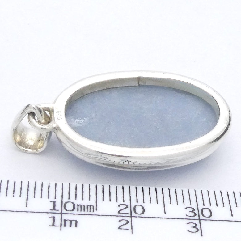 Angelite Pendant | Cabochon Oval | 925 Sterling Silver | Light Blue Stone | Peaceful and Soothing | Wholesomeness and Contentment | Allowing Deep Healing and Intuitive or Angelic connection | Genuine gems from Crystal Heart Melbourne Australia since 1986

