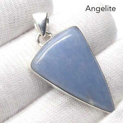 Angelite Pendant, Triangle, Cabochon,  925 Sterling Silver, r5