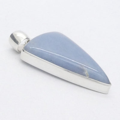 Angelite Pendant | Cabochon Triangle | 925 Sterling Silver | Light Blue Stone | Peaceful and Soothing | Wholesomeness and Contentment | Allowing Deep Healing and Intuitive or Angelic connection | Genuine gems from Crystal Heart Melbourne Australia since 1986
