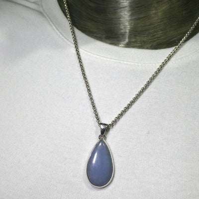Angelite Pendant | Cabochon Teardrop | 925 Sterling Silver | Light Blue Stone | Peaceful and Soothing | Wholesomeness and Contentment | Allowing Deep Healing and Intuitive or Angelic connection | Genuine gems from Crystal Heart Melbourne Australia since 1986
