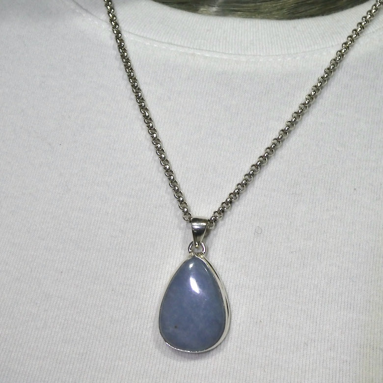 Angelite Pendant | Cabochon Teardrop | 925 Sterling Silver | Light Blue Stone | Peaceful and Soothing | Wholesomeness and Contentment | Allowing Deep Healing and Intuitive or Angelic connection | Genuine gems from Crystal Heart Melbourne Australia since 1986
