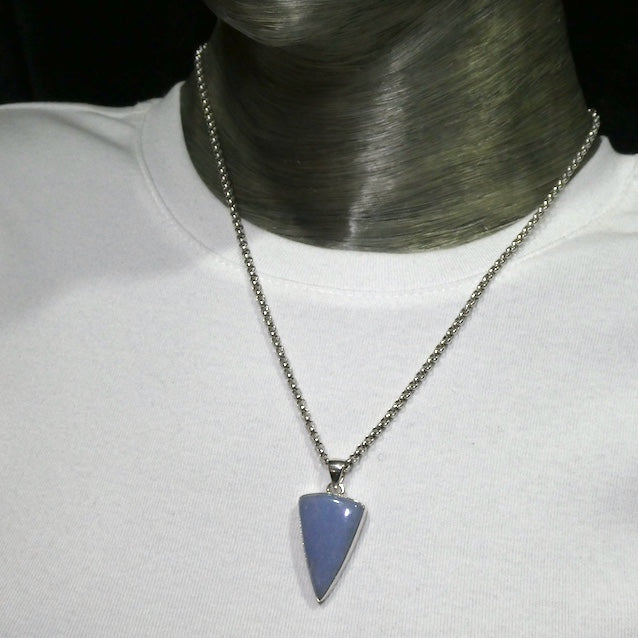 Angelite Pendant | Cabochon Triangle | 925 Sterling Silver | Light Blue Stone | Peaceful and Soothing | Wholesomeness and Contentment | Allowing Deep Healing and Intuitive or Angelic connection | Genuine gems from Crystal Heart Melbourne Australia since 1986
