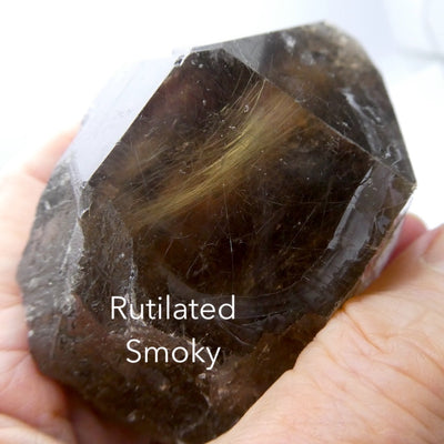 Rutilated Smoky Quartz Specimen | Bright Gold Rutile | Mellow Smoky Quartz | Crown Chakra | New Directions | Prosperity | Crystal Heart Australia est 1986