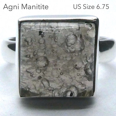 Agni Manitite Ring | Cabochon Top, Raw Underneath | 925 Sterling Silver | Open back | US 6.75 | AUS Size N | Genuine Gems from Crystal Heart Melbourne Australia since 1986