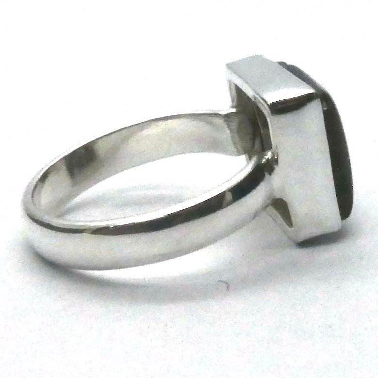 Agni Manitite Ring | Cabochon Top, Raw Underneath | 925 Sterling Silver | Open back | US 6.75 | AUS Size N | Genuine Gems from Crystal Heart Melbourne Australia since 1986