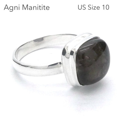 Agni Manitite Ring, Raw & Polished, Sterling Silver, US Size 10