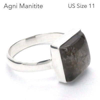 Agni Manitite Ring | Cabochon Top, Raw Underneath | 925 Sterling Silver | Open back | US 11 | AUS Size V1/2 | Genuine Gems from Crystal Heart Melbourne Australia since 1986