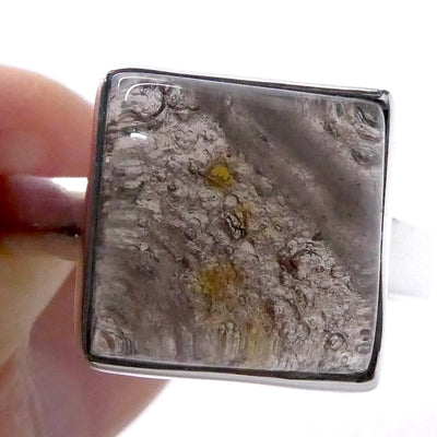 Agni Manitite Ring | Cabochon Top, Raw Underneath | 925 Sterling Silver | Open back | US 11 | AUS Size V1/2 | Genuine Gems from Crystal Heart Melbourne Australia since 1986