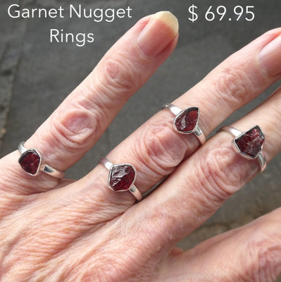 Raw Nugget Gemstone Ring | Blood Red  | 925 Sterling Silver | US Size 7, 7, 8, 9 | Genuine Gems from Crystal Heart Melbourne Australia est 1986