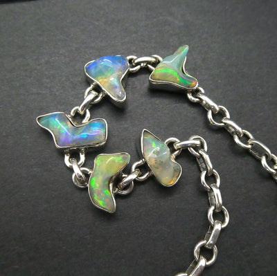 Ethiopian Opal Bracelet | Five Freeform gems | 925 Sterling Silver | Lively Colours | Length Adjust | Genuine Gemstones from  Crystal Heart Australia since 1986