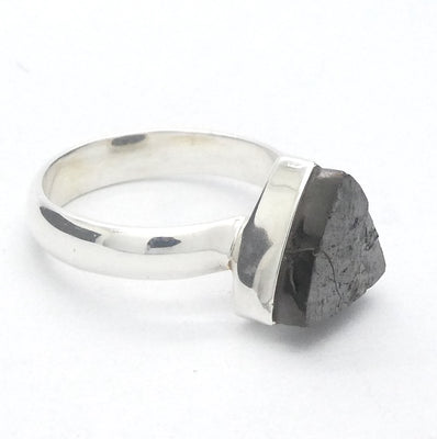 Noble Shungite Ring | Triangular Unpolished  | 925 Sterling Silver | US Size 6 | AUS Size L1/2 | Purify | Protect EMFs | Genuine Gems from Crystal Heart Melbourne Australia est 1986