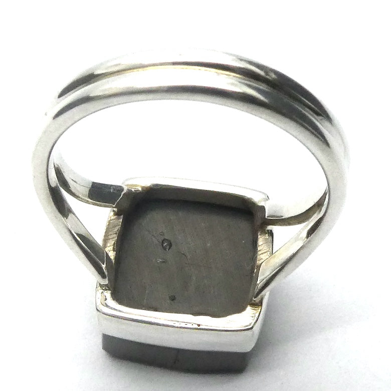 Noble Shungite Ring | Square Stone | Raw Top | 925 Sterling Silver | US Size 8 | AUS Size P1/2 | Purify Water | Protect EMFs | Genuine Gems from Crystal Heart Melbourne Australia est 1986