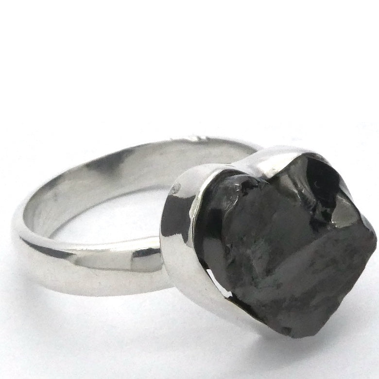 Noble Shungite Ring | Raw Heart Shape | 925 Sterling Silver | US Size 8 | AUS Size P1/2 | Purify Water | Protect EMFs | Genuine Gems from Crystal Heart Melbourne Australia est 1986