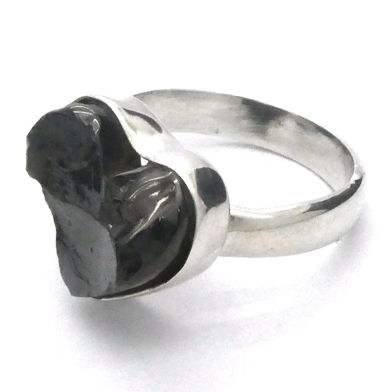 Noble Shungite Ring | Raw Heart Shape | 925 Sterling Silver | US Size 8 | AUS Size P1/2 | Purify Water | Protect EMFs | Genuine Gems from Crystal Heart Melbourne Australia est 1986