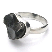 Load image into Gallery viewer, Noble Shungite Ring | Raw Heart Shape | 925 Sterling Silver | US Size 8 | AUS Size P1/2 | Purify Water | Protect EMFs | Genuine Gems from Crystal Heart Melbourne Australia est 1986