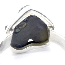 Load image into Gallery viewer, Noble Shungite Ring | Raw Heart Shape | 925 Sterling Silver | US Size 8 | AUS Size P1/2 | Purify Water | Protect EMFs | Genuine Gems from Crystal Heart Melbourne Australia est 1986