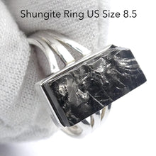 Load image into Gallery viewer, Noble Shungite Ring | Raw Oblong | 925 Sterling Silver | US Size 8.5 | AUS Size Q1/2 | Purify Water | Protect EMFs | Genuine Gems from Crystal Heart Melbourne Australia est 1986
