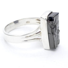 Load image into Gallery viewer, Noble Shungite Ring | Raw Oblong | 925 Sterling Silver | US Size 8.5 | AUS Size Q1/2 | Purify Water | Protect EMFs | Genuine Gems from Crystal Heart Melbourne Australia est 1986