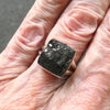 Noble Shungite Ring | Square Stone | Raw Top | 925 Sterling Silver | US Size 8 | AUS Size P1/2 | Purify Water | Protect EMFs | Genuine Gems from Crystal Heart Melbourne Australia est 1986