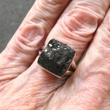 Load image into Gallery viewer, Noble Shungite Ring | Square Stone | Raw Top | 925 Sterling Silver | US Size 8 | AUS Size P1/2 | Purify Water | Protect EMFs | Genuine Gems from Crystal Heart Melbourne Australia est 1986