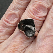 Load image into Gallery viewer, Noble Shungite Ring | Raw Heart Shape | 925 Sterling Silver | US Size 8 | AUS Size P1/2 | Purify Water | Protect EMFs | Genuine Gems from Crystal Heart Melbourne Australia est 1986