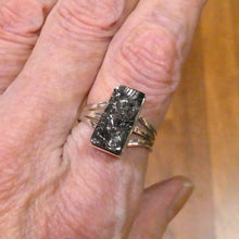 Load image into Gallery viewer, Noble Shungite Ring | Raw Oblong | 925 Sterling Silver | US Size 8.5 | AUS Size Q1/2 | Purify Water | Protect EMFs | Genuine Gems from Crystal Heart Melbourne Australia est 1986