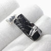 Shungite Pendant, Long Oblong, Raw Surface, 925 Sterling Silver