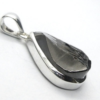 Noble Shungite Pendant | 925 Sterling Silver | Rugged Unpolished Top | Fullerenes and Buckyballs | Purify Water | Healing Universal Energy | EMF protection | Genuine Gems from Crystal Heart Melbourne Australia est 1986